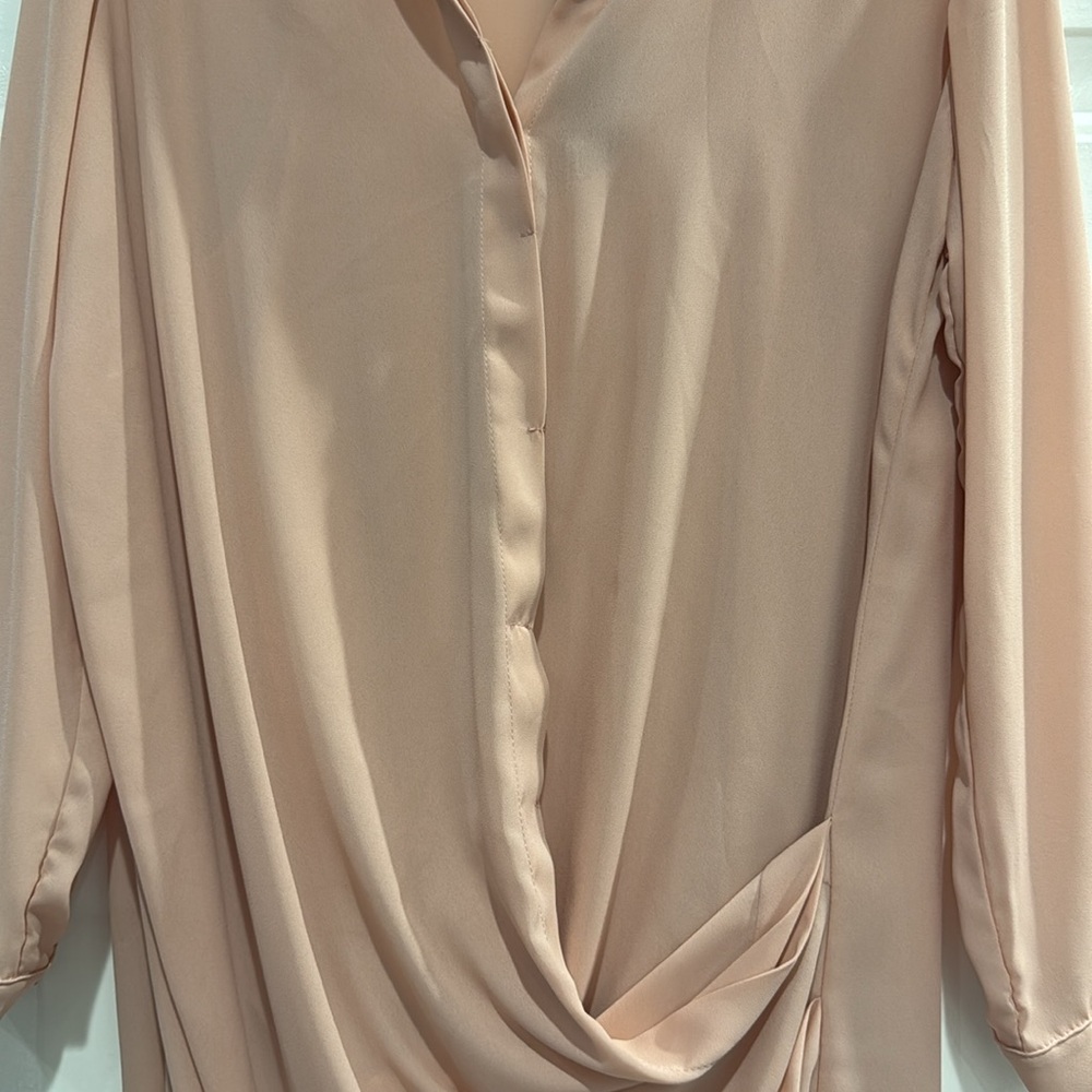 Krisa Drape Button Front Mini Dress in Blush Size Small - Picture 6 of 11